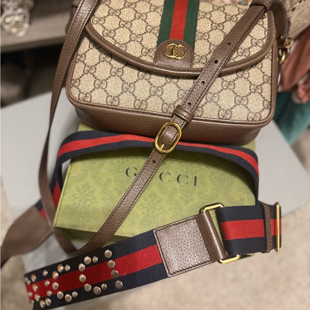 Gucci Brown and Red Crossbody Bag - Picture 1 of 10